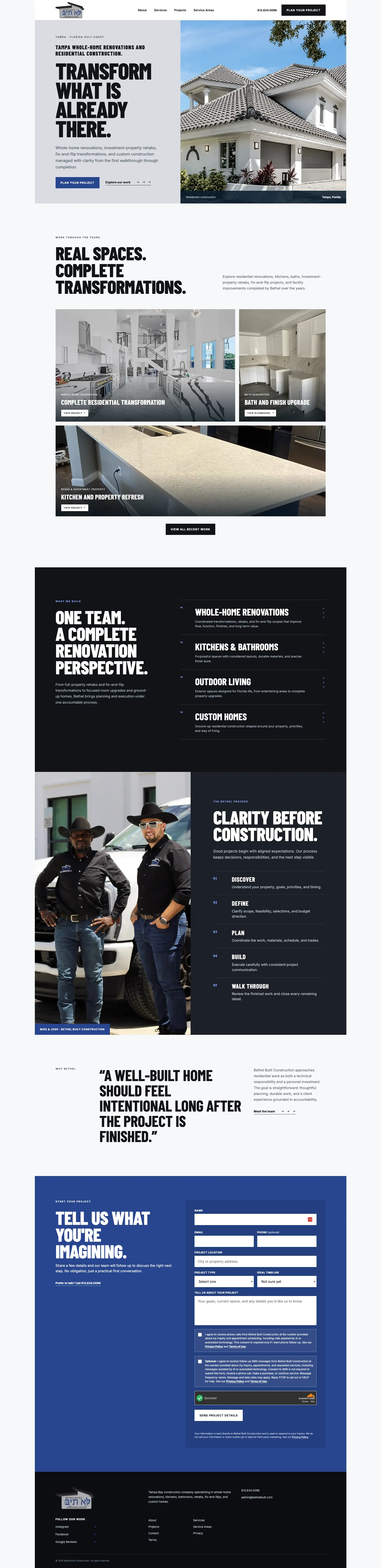 Bethel Built Construction website preview