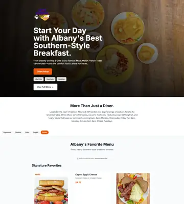 Capo's Breakfast Spot website preview
